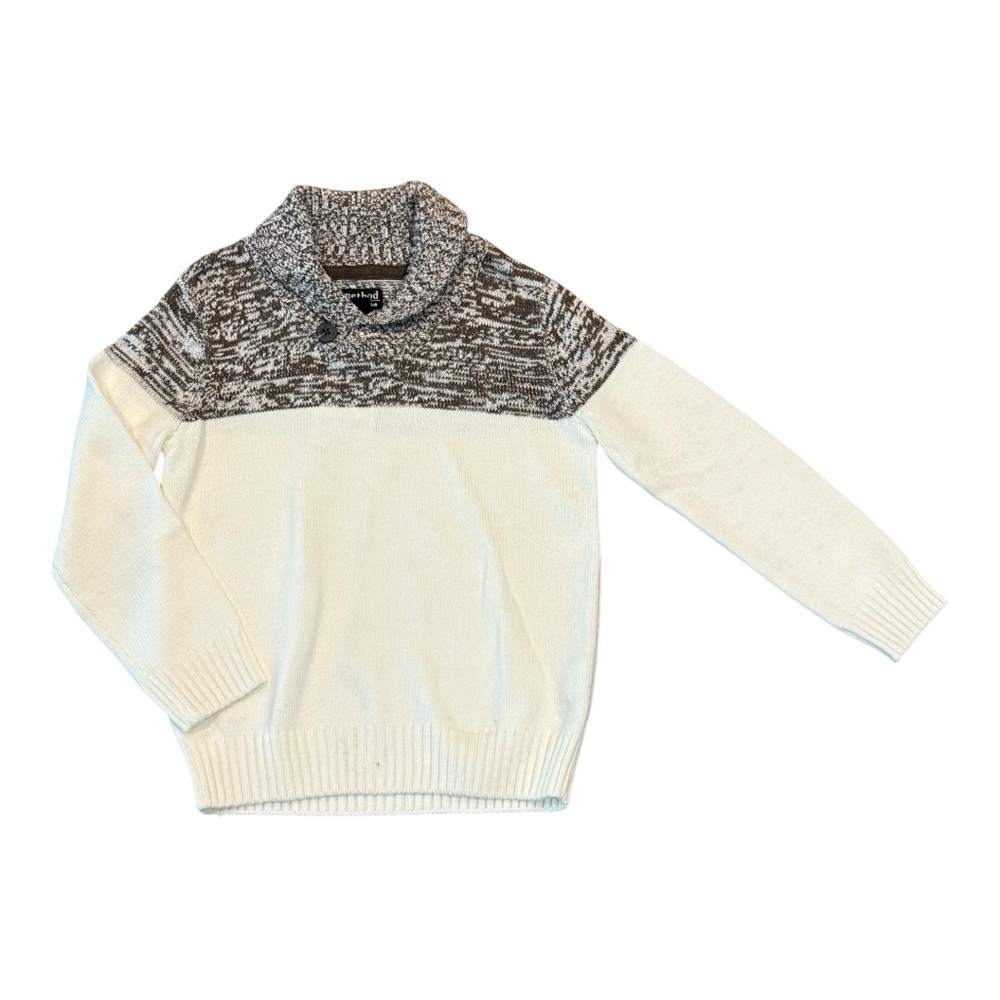 Method Cream and Brown High V-neck Sweater